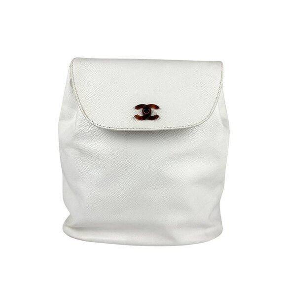 CHANEL White Caviar Leather Backpack - Picture 1 of 5